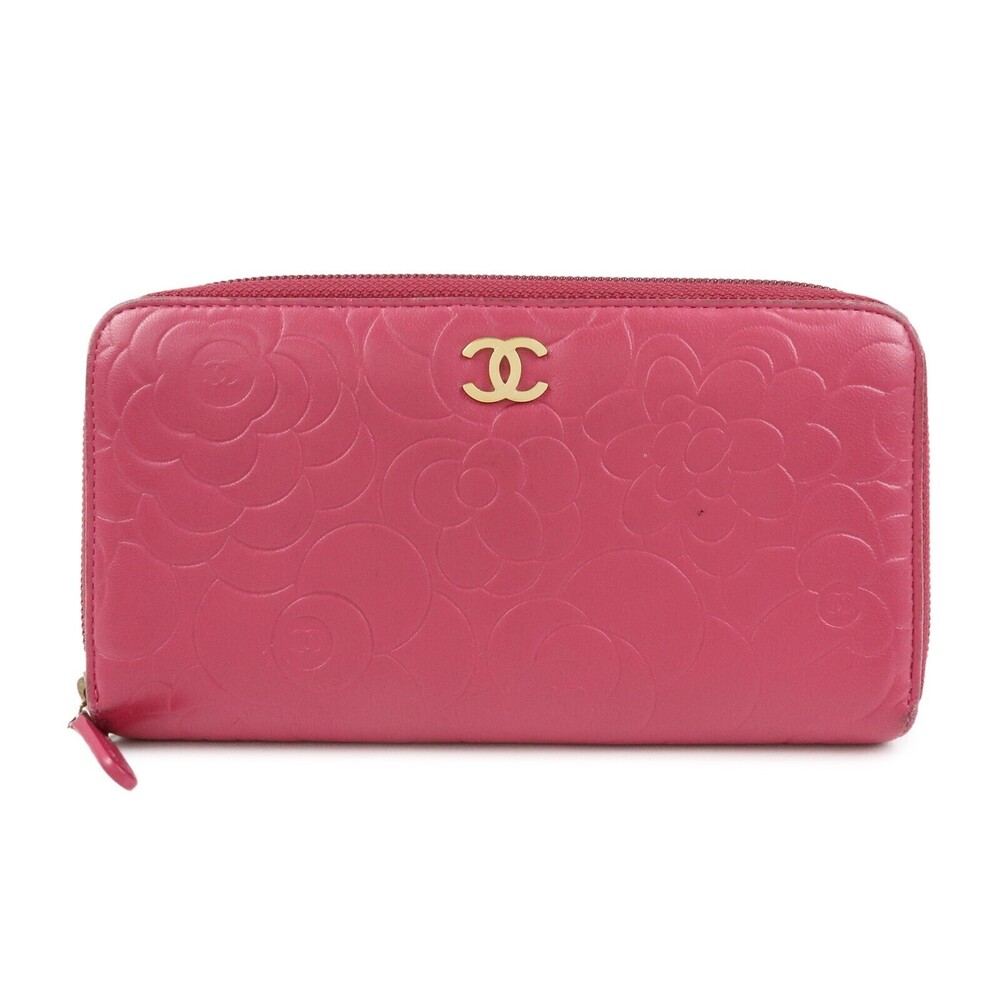 Chanel Zip Around Camellia Patent